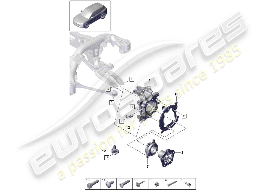 porsche 2021 (cayenne e3 9ya/9yb) wheel carrier wheel hub part diagram