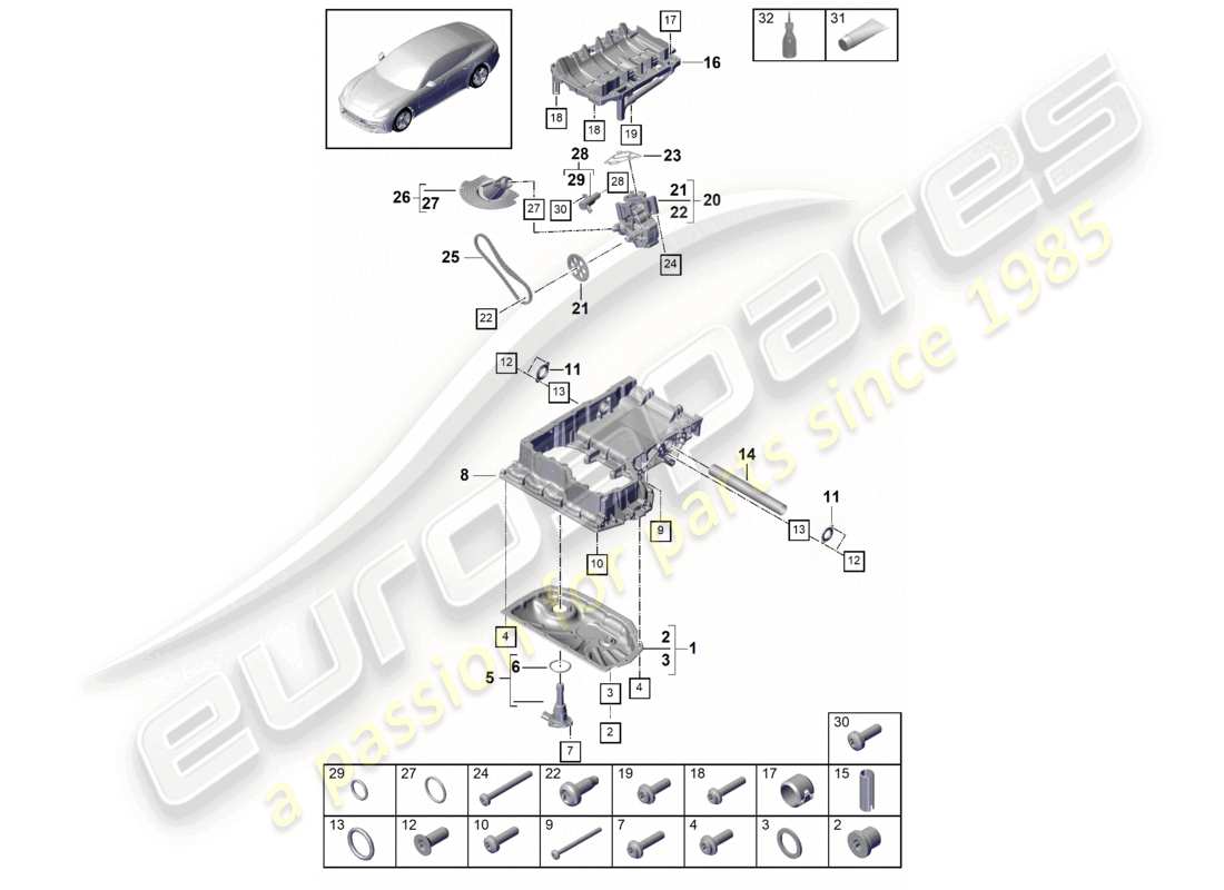 porsche 2021 (panamera 971-1) oil-conducting housing oil pump oil sump part diagram