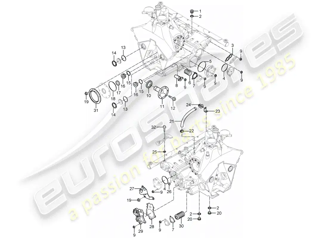 porsche 2006 (carrera gt) transmission case parts diagram