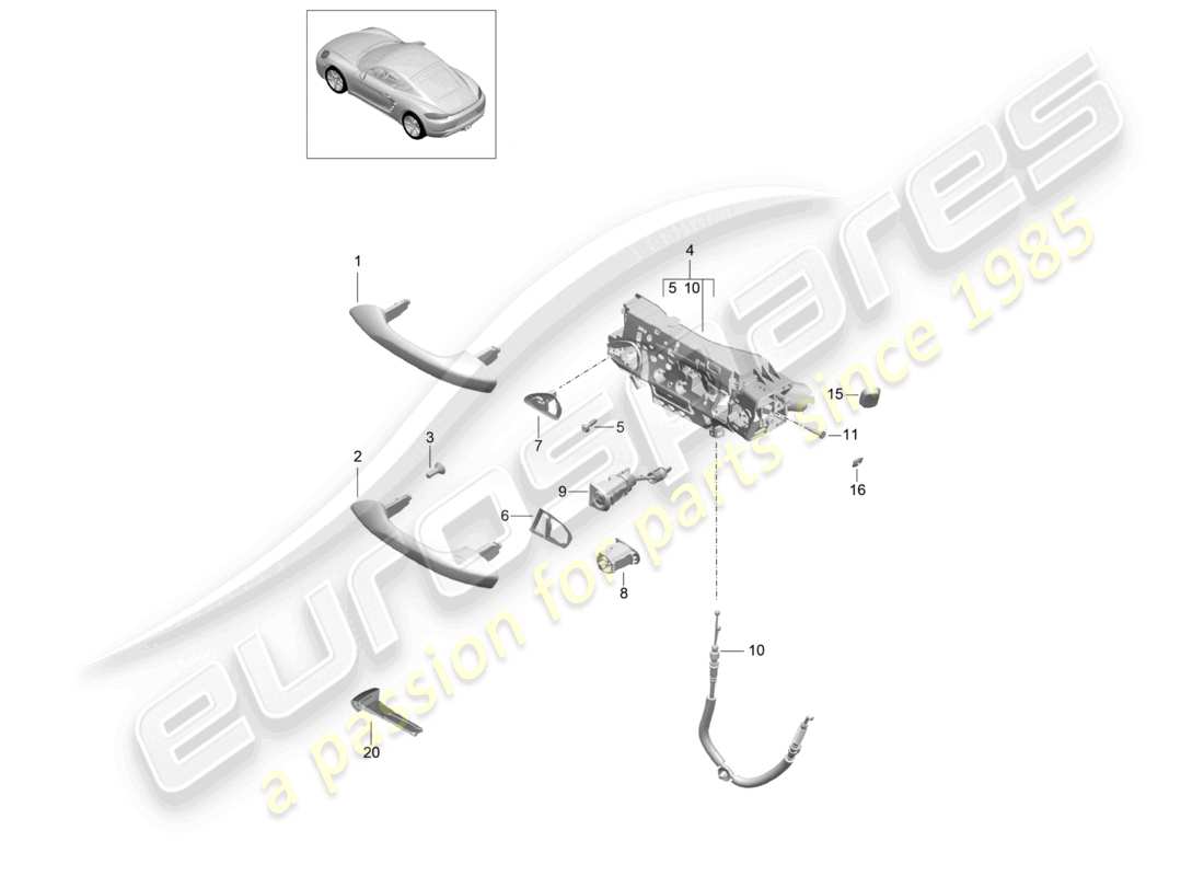 porsche 2025 (718 cayman) door handle, exterior part diagram