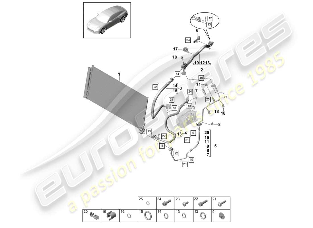porsche 2021 (panamera 971-1) refrigerant circuit v6 mt parts diagram