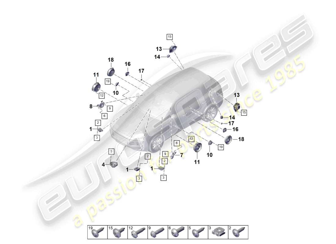 porsche 2024 (cayenne e3 pa) loudspeaker part diagram