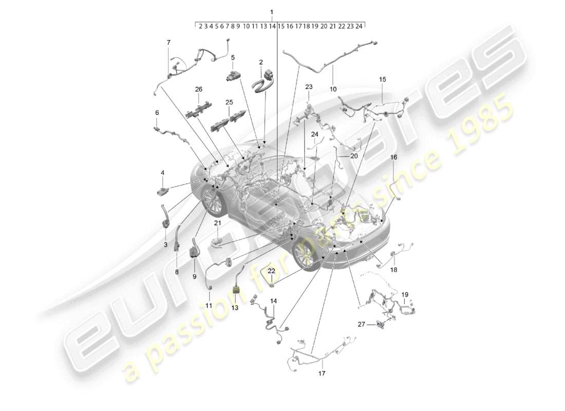 porsche 2021 (718 boxster) wiring looms passenger compartment and part section wiring harness part diagram