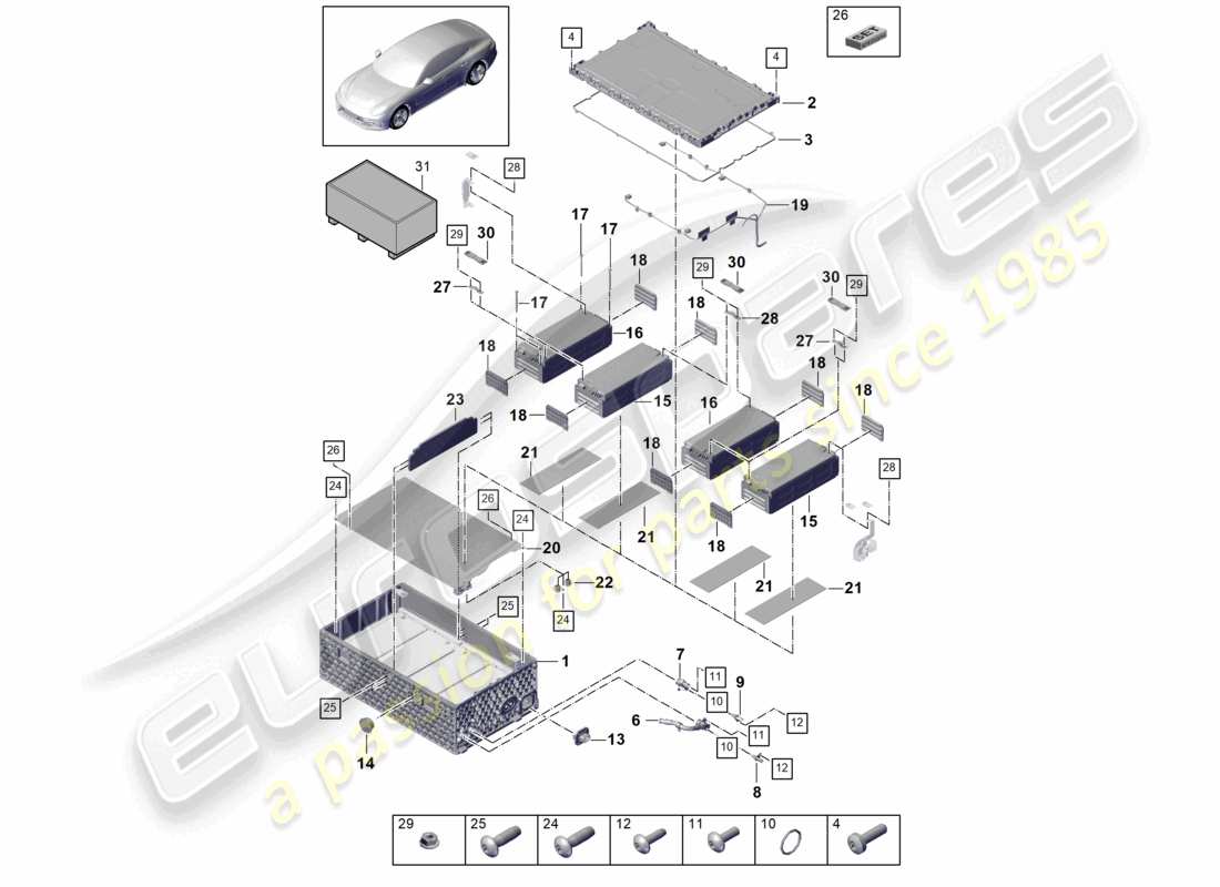 porsche 2021 (panamera 971-1) high-voltage battery hybrid individual parts part diagram