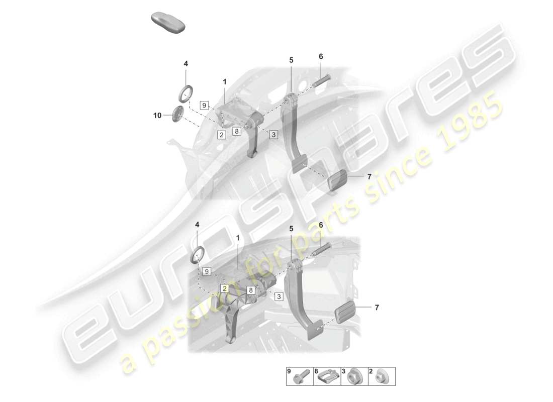 porsche 2024 (992-1) brake pedal for 8-speed automatic gearbox parts diagram