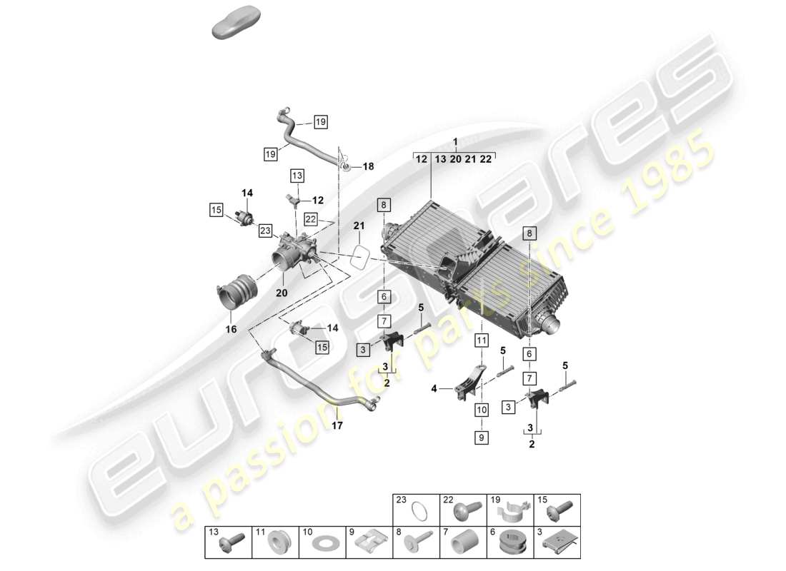 porsche 2020 (992-1 turbo / s) charge air cooler part diagram