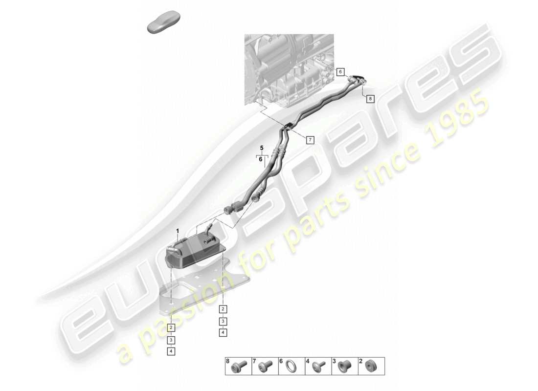 porsche 2024 (panamera 976) gear oil cooler oil pressure line for gearbox oil cooling - pdk - gearbox part diagram