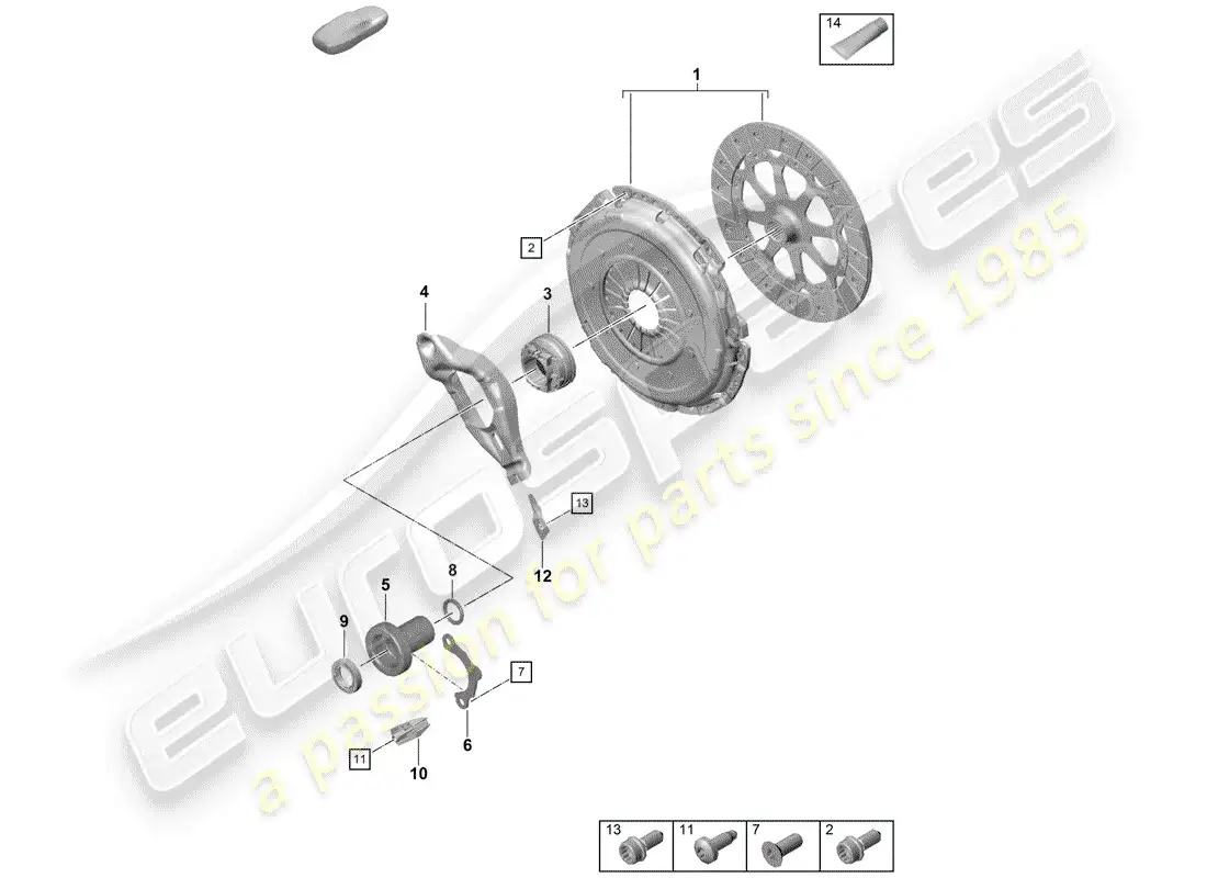 porsche 2020 (718 boxster spyder) clutch parts diagram