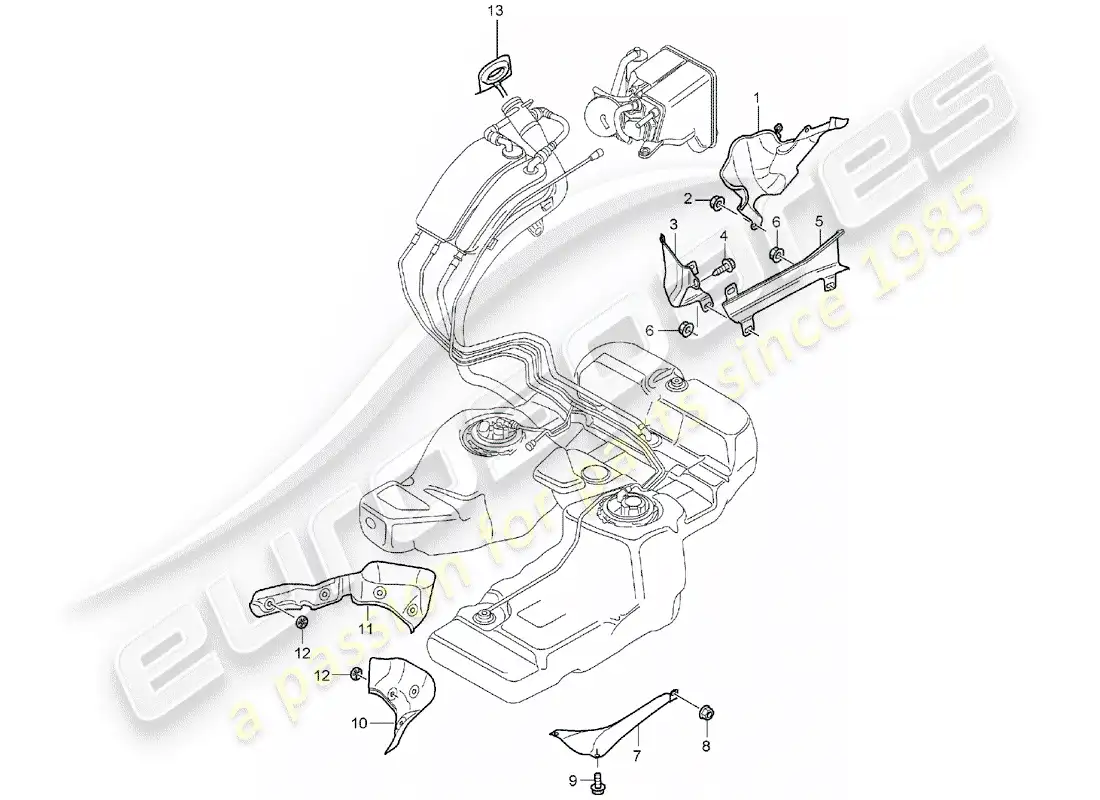 porsche 2004 (cayenne e1 9pa) fuel tank parts diagram
