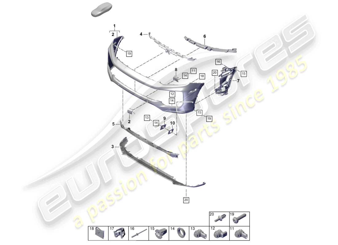 porsche 2024 (cayenne e3 pa) bumper part diagram