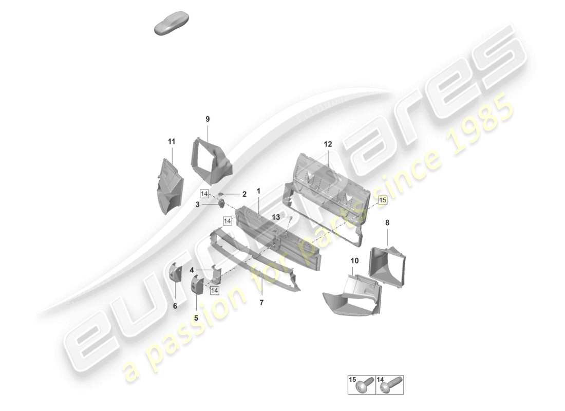 porsche 2021 (panamera 971-2) air guide v6 and disc pack sport design package part diagram