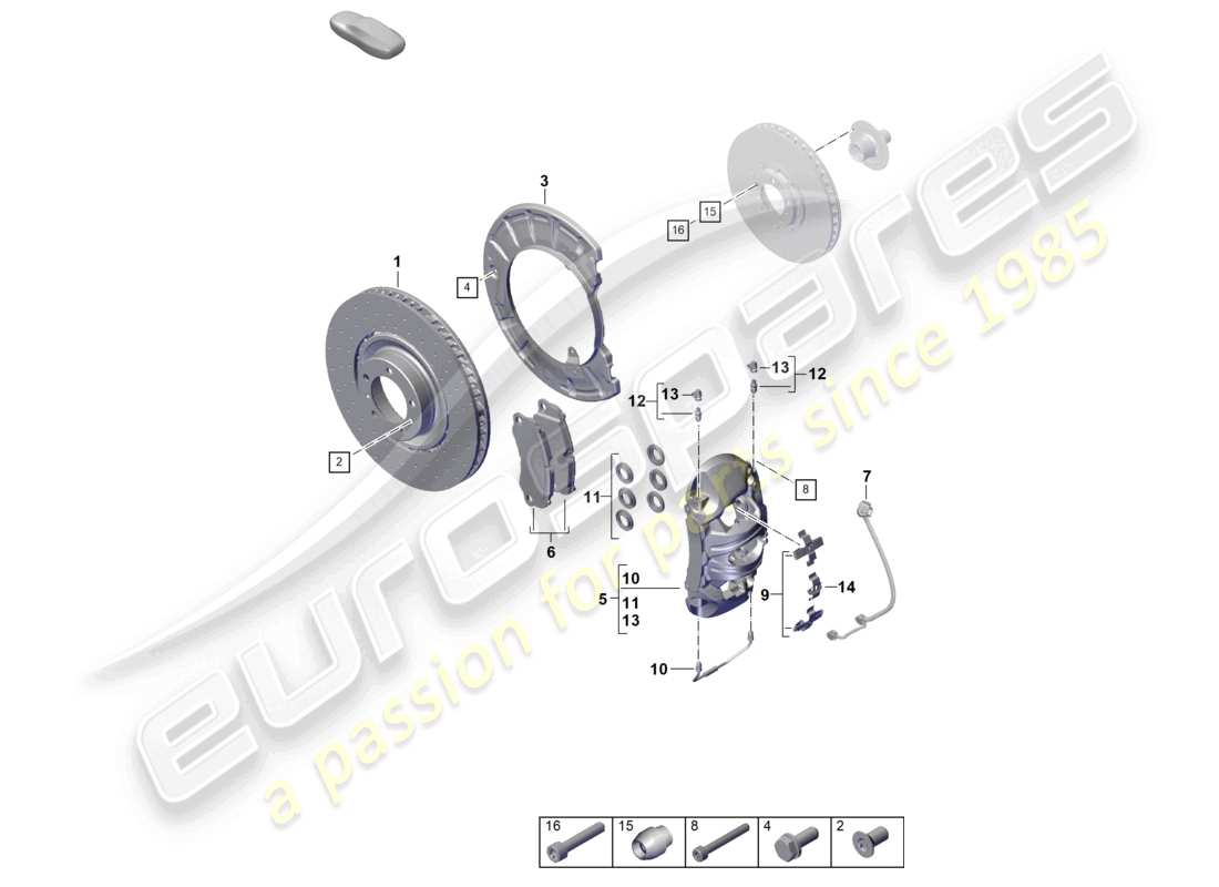 porsche 2024 (992-2) disc brake gts front axle part diagram