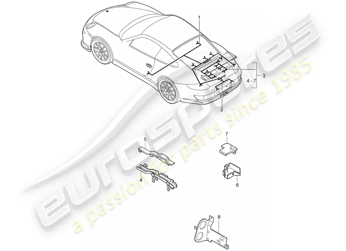 porsche 2008 (997-1 gt3) wiring harnesses parts diagram