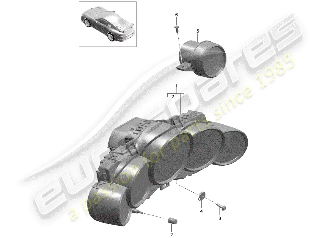 porsche 2016 (991-1 r/gt3/rs) instrument cluster parts diagram