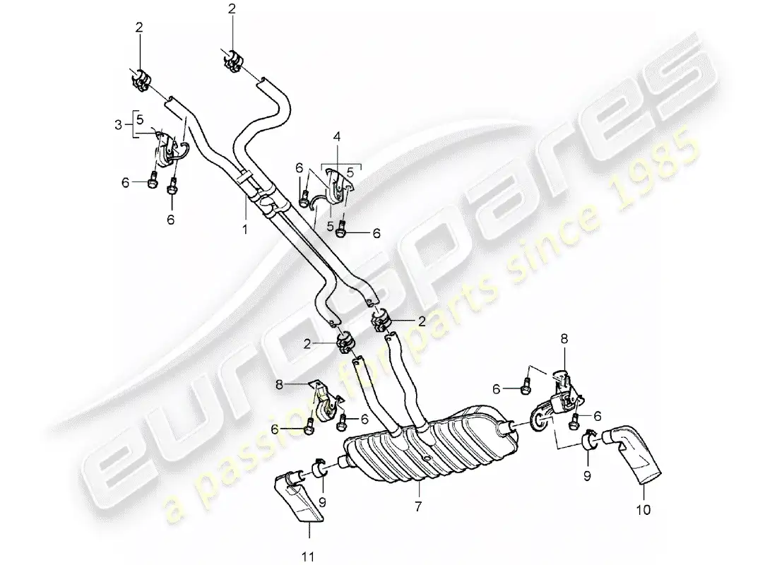 porsche 2004 (cayenne e1 9pa) exhaust system parts diagram