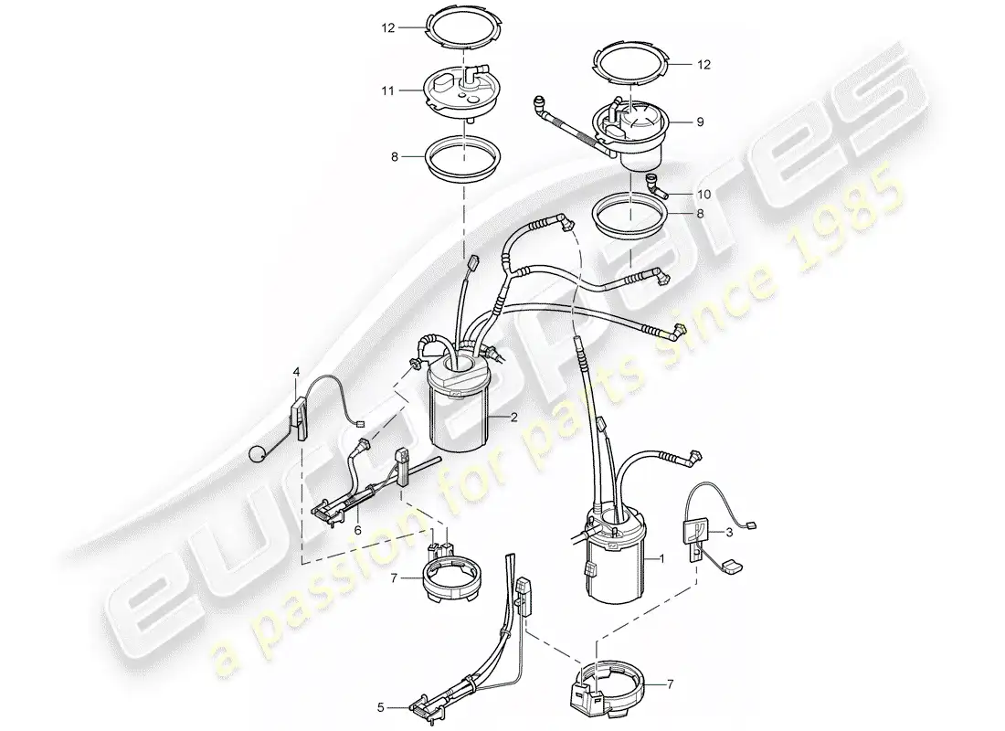 porsche 2004 (cayenne e1 9pa) fuel tank parts diagram