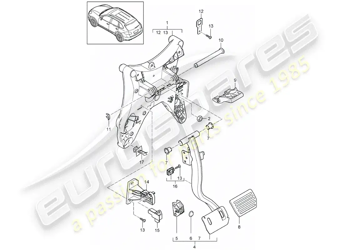 porsche 2014 (cayenne e2 92a) pedals part diagram