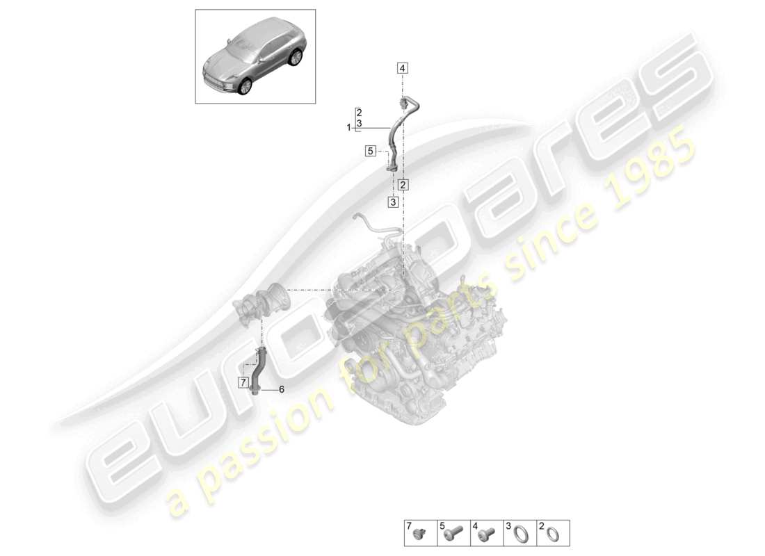 porsche 2024 (macan) oil pressure line for exhaust gas turbocharger part diagram