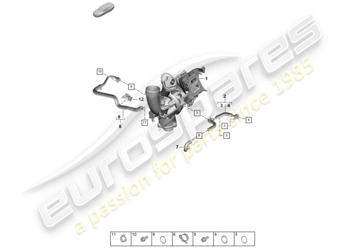 porsche 2024 (cayenne e3 pa) coolant cooling system for turbocharger part diagram