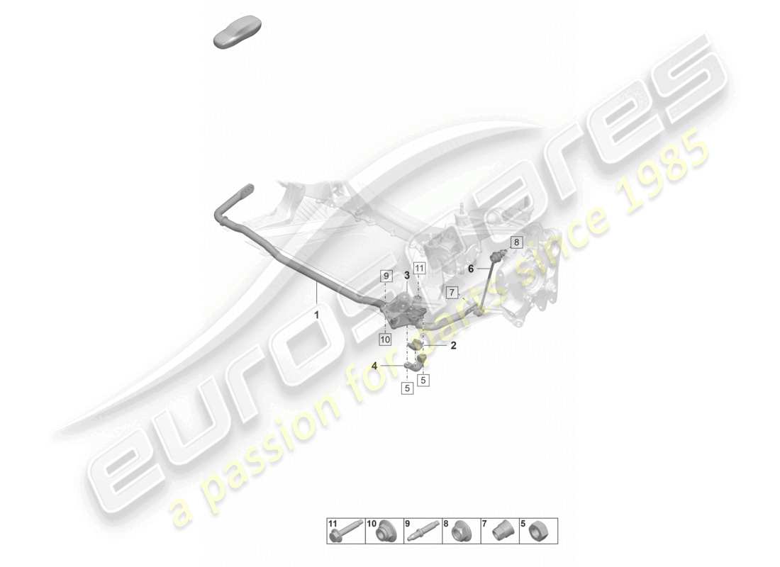 porsche 2023 (992-1 gt3/rs/st) anti-roll bar coupling rod part diagram