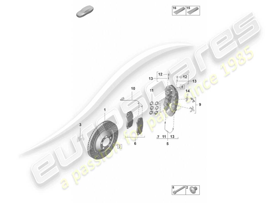 porsche 2023 (992-1 gt3/rs/st) disc brake gg front axle gt3 rs part diagram