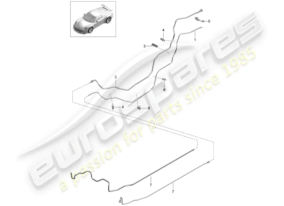 porsche 2016 (991-1 r/gt3/rs) fuel line parts diagram