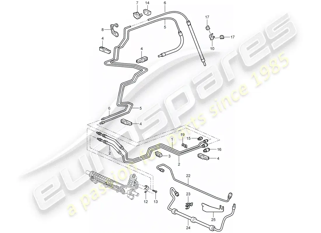 porsche 2007 (997-1 turbo / gt2) power steering parts diagram