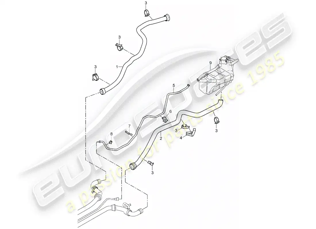 porsche 2008 (997-1) water cooling 1 parts diagram