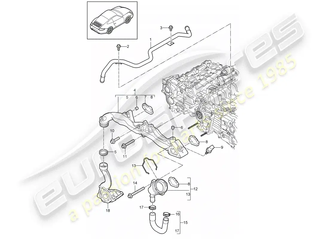 porsche 2010 (997-2) sub-frame parts diagram