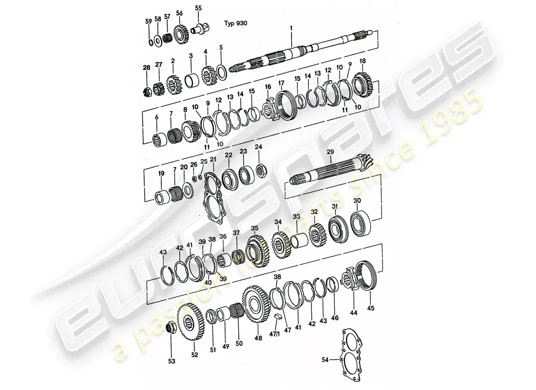 porsche 1977 (911 turbo) gear wheel sets - see group - 3/03/00 parts diagram