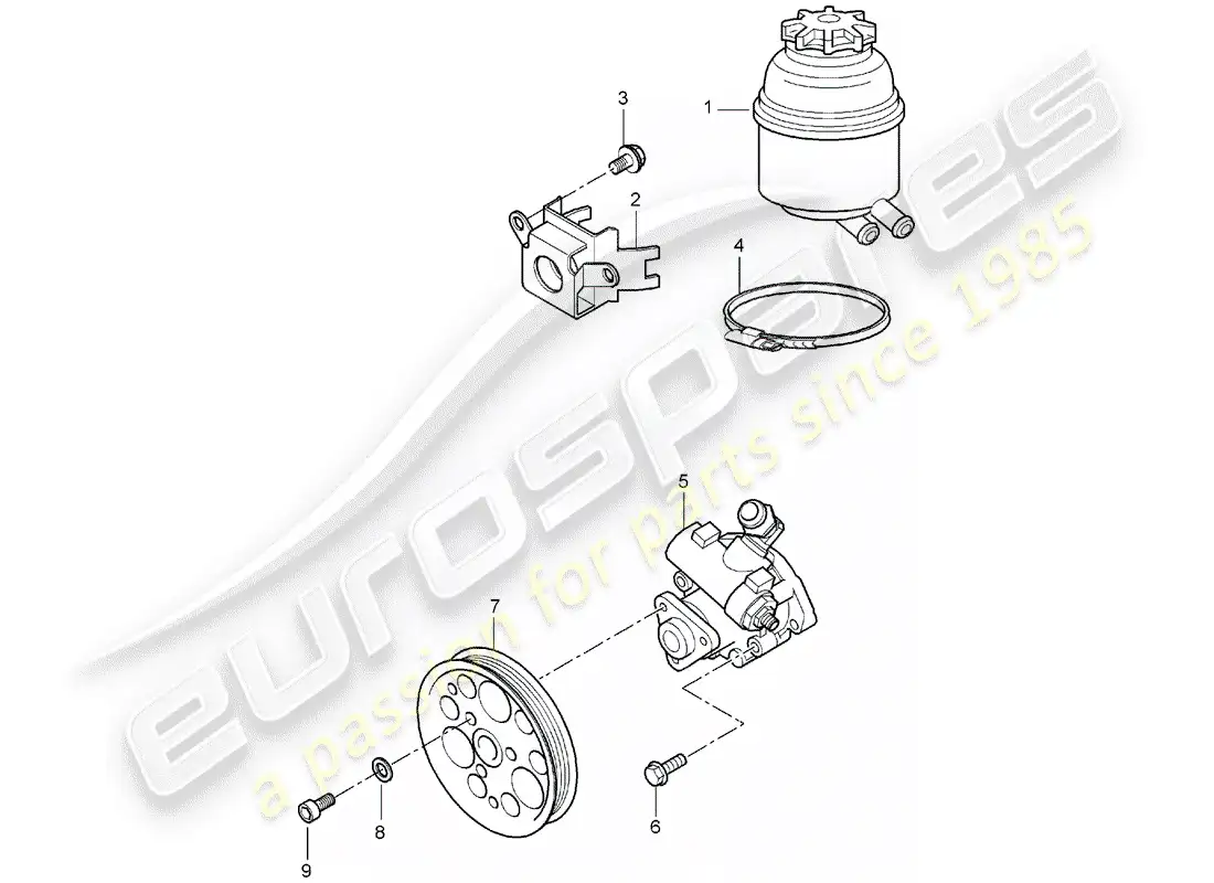 porsche 2005 (carrera gt) power steering - power-steering pump - oil container parts diagram