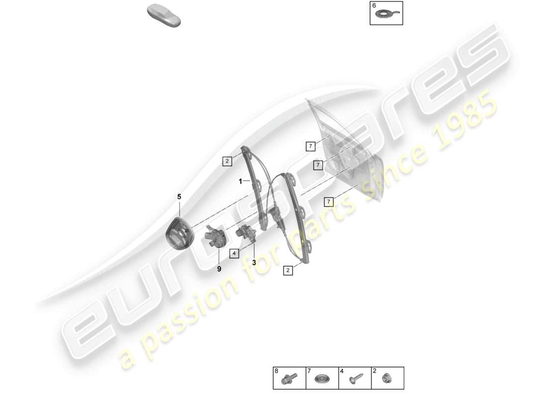 porsche 2025 (cayenne e3 pa) window regulator front assembly carrier part diagram