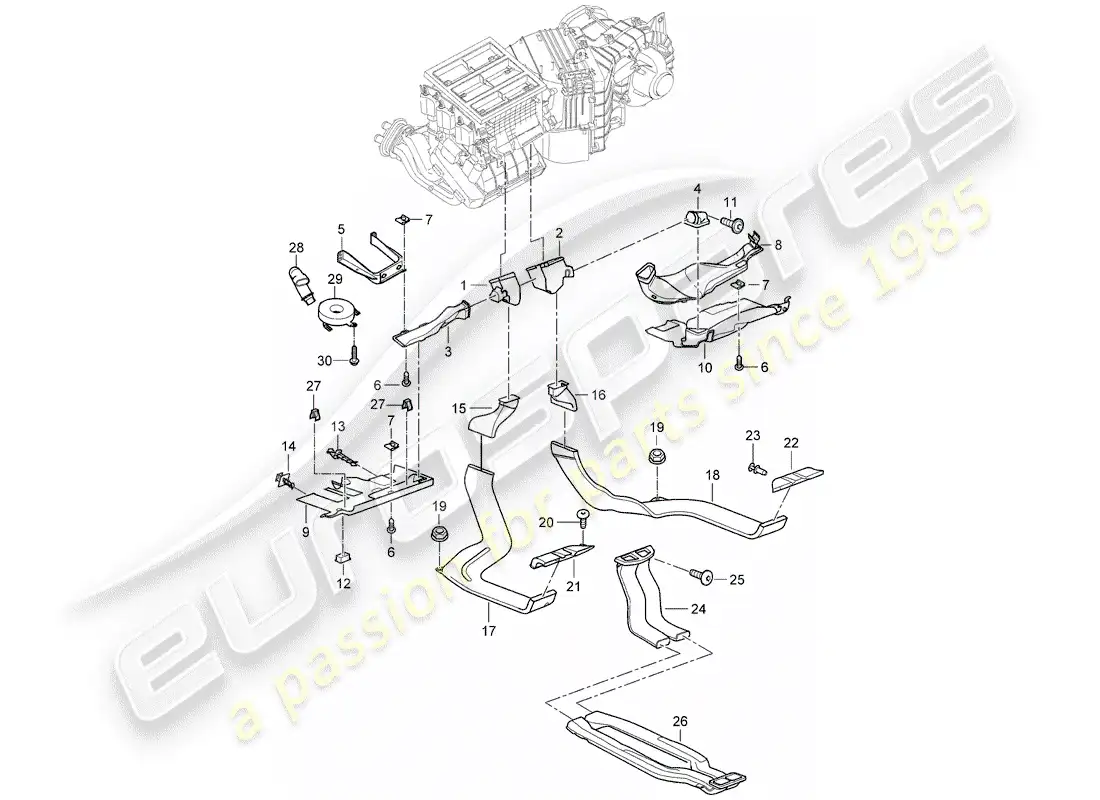 porsche 2004 (cayenne e1 9pa) air distribution housing parts diagram