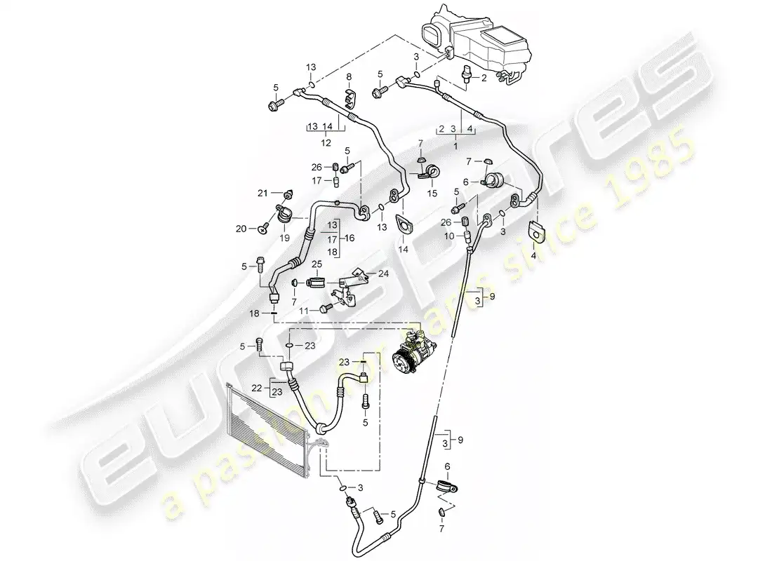 porsche 2004 (cayenne e1 9pa) refrigerant circuit parts diagram