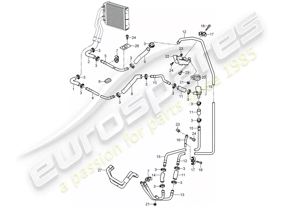 porsche 2004 (cayenne e1 9pa) heater parts diagram