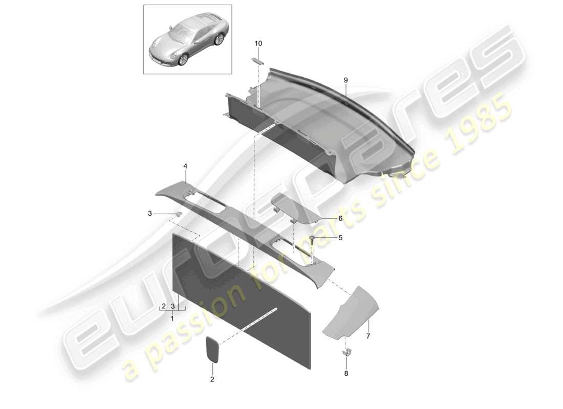 porsche 2024 (992-1) trims rear parts diagram