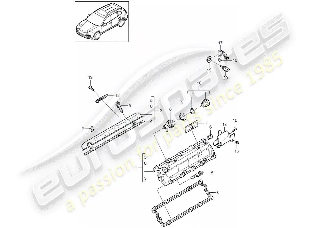porsche 2014 (cayenne e2 92a) valve cover part diagram