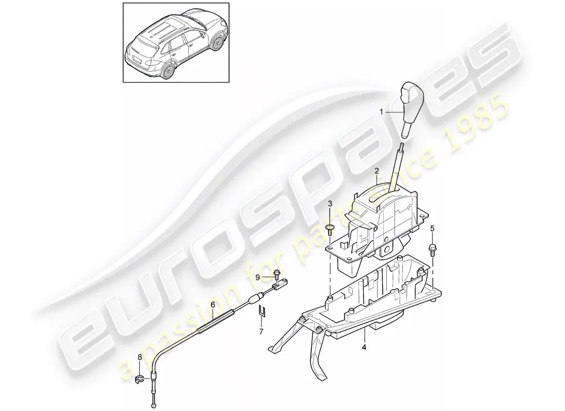 porsche 2014 (cayenne e2 92a) selector lever part diagram