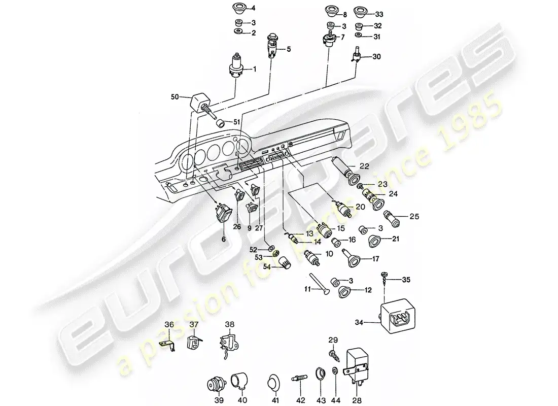 porsche 1974 (911) switch parts diagram