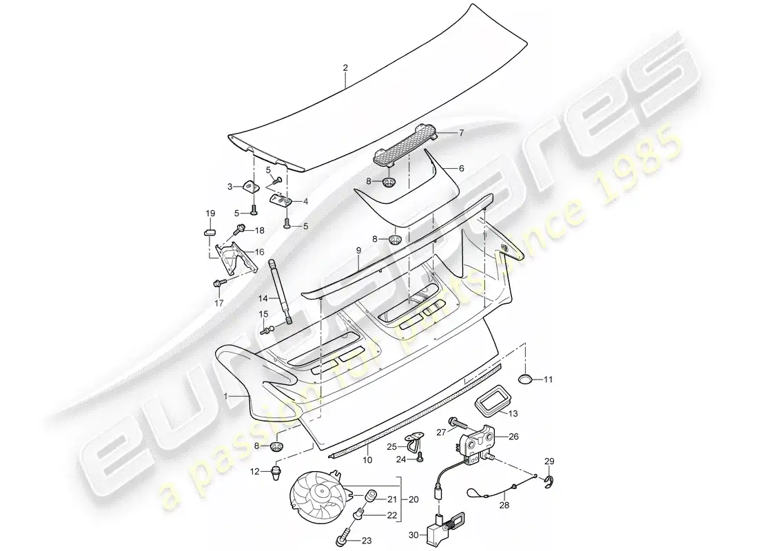 porsche 2007 (997-1 gt3) cover parts diagram