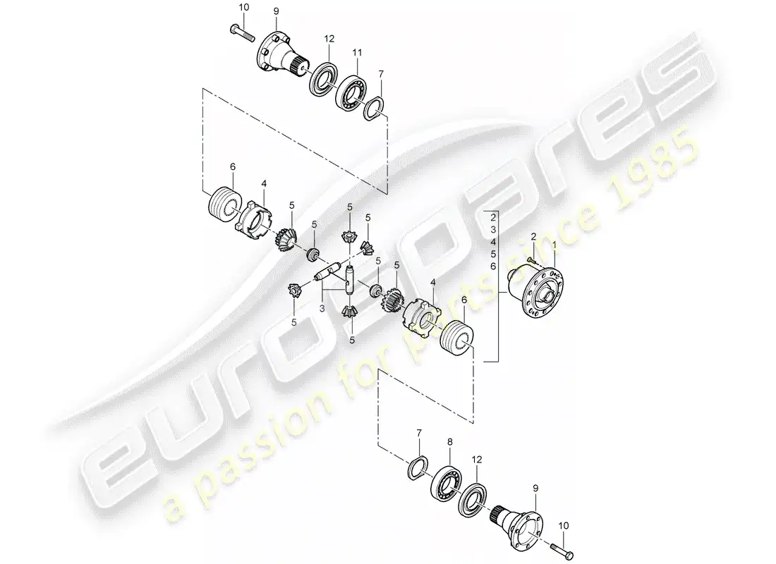 porsche 2008 (997-1 gt3) limited slip differential parts diagram