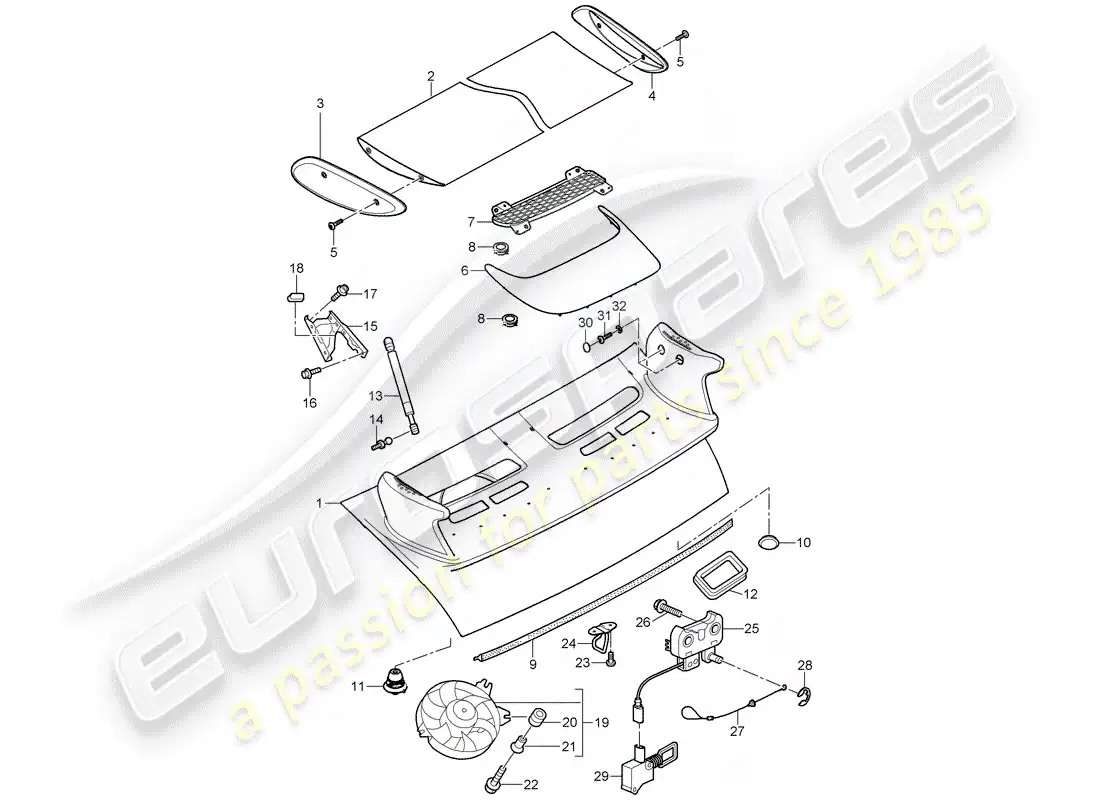 porsche 2007 (997-1 gt3) cover parts diagram