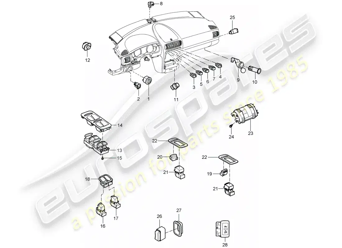 porsche 2004 (cayenne e1 9pa) switch parts diagram