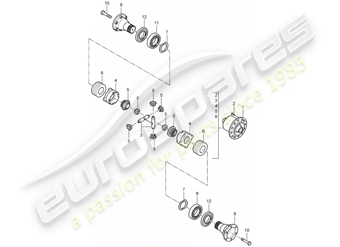 porsche 2008 (997-1 gt3) limited slip differential parts diagram