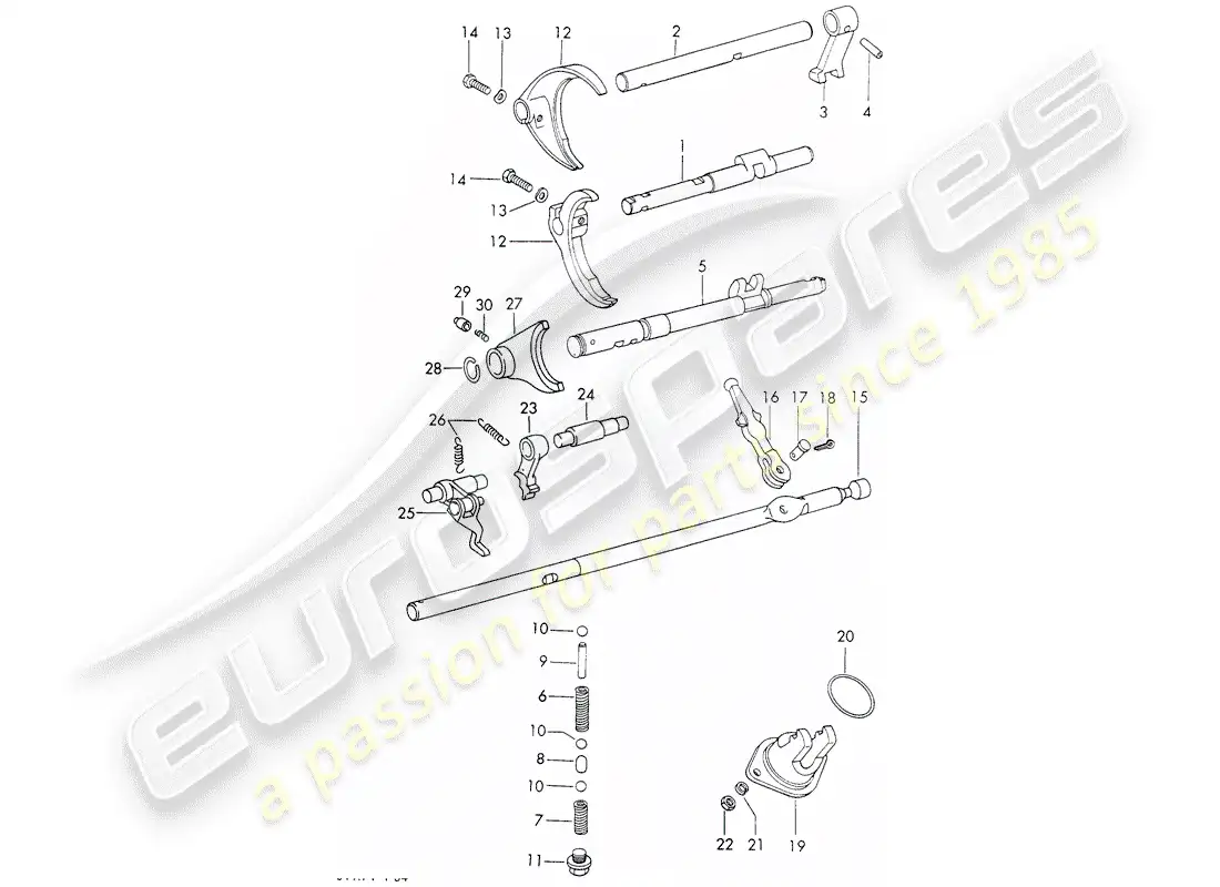 porsche 1973 (911) shift rods - shift forks - typ 925 - sportomatic - d - mj 1972>> parts diagram