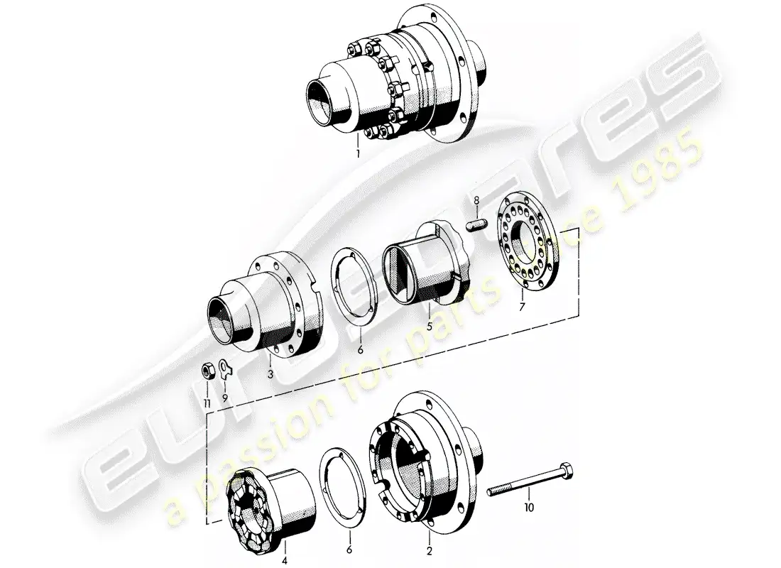porsche 1963 (356b/356c) limited slip differential parts diagram