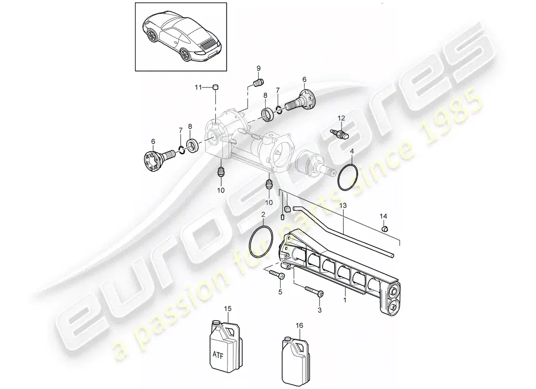 porsche 2011 (997-2) front axle differential parts diagram