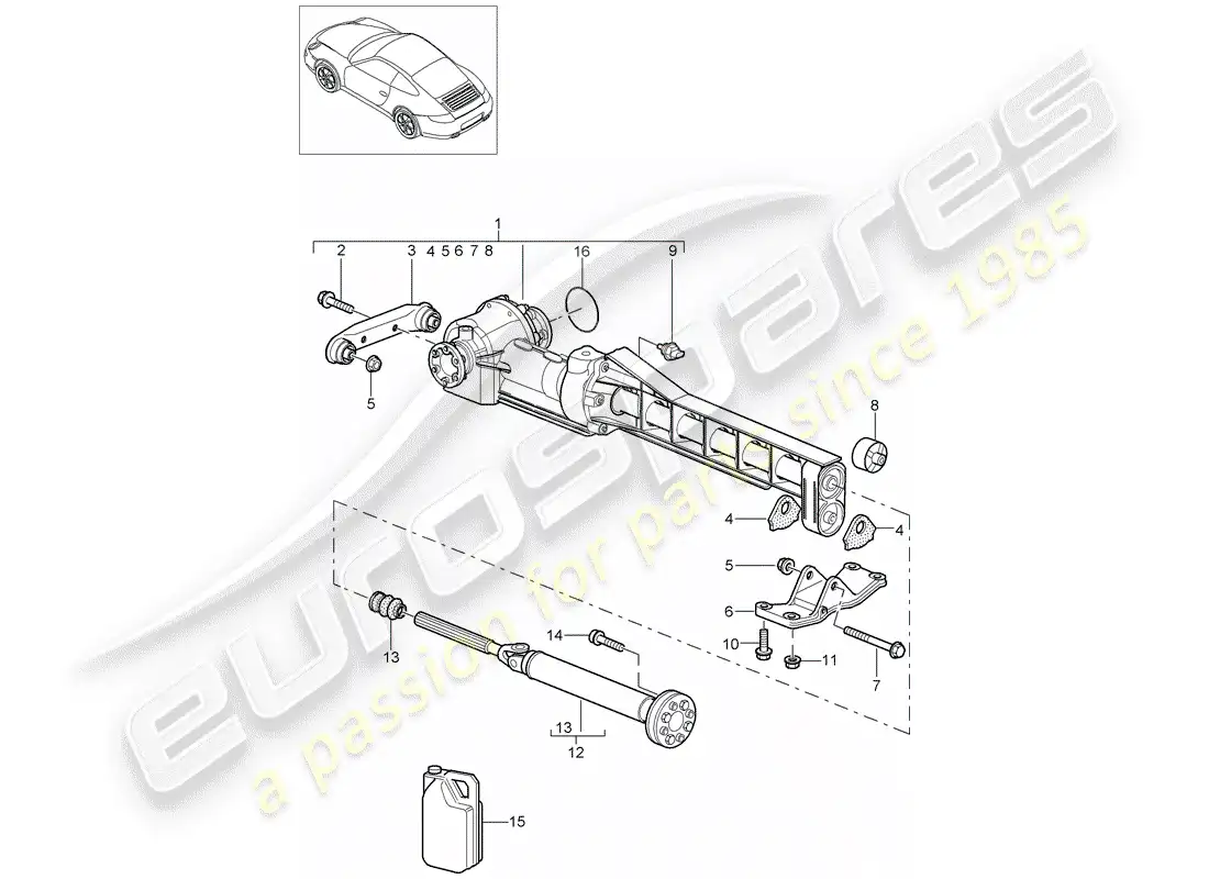 porsche 2011 (997-2) front axle differential parts diagram