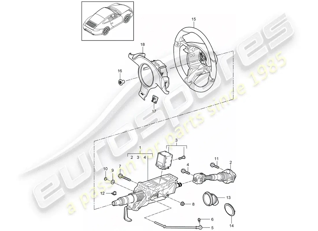 porsche 2012 (997-2) steering protective pipe parts diagram