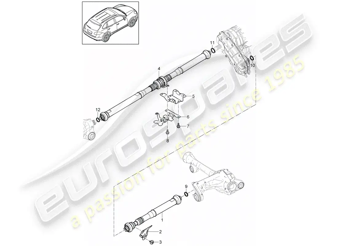 porsche 2016 (cayenne e2 92a) propeller shaft parts diagram